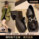 CAMILA KSENIA樂福鞋女士2025新款夏季英倫風百搭復古高跟厚底氣質(zhì)厚底小皮鞋子 黑色 38