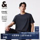 杰克·瓊斯（JACK&JONES）男裝短袖男商務(wù)通勤潮涼感華夫格logo皮標(biāo)圓領(lǐng)短袖T恤男夏季衣服 E39 水泥灰 L (180)