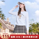 百圖betu女裝2025秋季新款T恤趣味印花收腰抽褶長(cháng)袖上衣女2508T92 白色 M