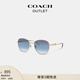 蔻馳（COACH）奧萊女士COACH文字圖案圓形框太陽眼鏡墨鏡 金色/藍(lán)色
