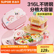蘇泊爾（SUPOR）飯盒316L不銹鋼餐盒上班族小學(xué)生注水保溫飯盒分格餐盤(pán) 獨(dú)角獸1.5L【五分格】