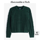 ABERCROMBIE & FITCH【反季優(yōu)惠】男裝24秋冬款寬松麻花套頭圓領(lǐng)針織衫KI120-4189 墨綠色 L (180/108A)