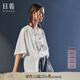 日著原創(chuàng)白色蕩領(lǐng)短袖襯衫2025夏新款海浪紋寬松偏門襟小眾襯衣女 水月白 S