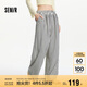 森馬（Semir）休閑褲女松緊腰遛彎長褲慵懶2025夏條紋闊腿褲顯腿長109325127010