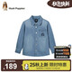 暇步士（Hush Puppies）童裝男童牛仔襯衫25秋大童休閑翻領(lǐng)純棉襯衣 淺牛仔    160   