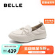 百麗蝴蝶結(jié)氣質(zhì)便士樂福鞋女2025新款春商場真皮鞋D4B1DAA5 米白色 35