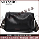 ANYSMIC奢侈高檔品牌男士斜挎包男包男單肩包頭層牛皮真皮男士潮流 黑色植鞣皮