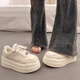 ACLNX厚底小白鞋女春季新款百搭板鞋小個(gè)子增高6cm女鞋休閑舒適運動(dòng)鞋 米白色 36 (230mm)