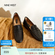 NINE WEST/玖熙樂福鞋女2025新款皮鞋一腳蹬職場通勤舒適平底女鞋七夕禮物 黑色 37