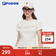 FILA FUSION斐樂潮牌女子針織短袖衫2025夏季新款時(shí)尚修身短袖T恤 云白色-WT M 165/84A/M
