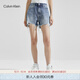 Calvin Klein Jeans夏季女士簡約貼片街頭潮流ck毛邊純棉牛仔短褲ZW02068 1A4-牛仔藍 27
