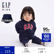 GAP嬰兒初秋款彩logo小熊耳朵連帽連體衣兒童裝爬服644733