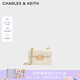 CHARLES&KEITH拼接菱格鏈條單肩斜挎小方包包女包生日禮物七夕禮物CK2-80701360 CK2-80701360Cream奶白色 S