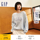 GAP女裝春秋可機洗抗靜電logo絞花毛衣寬松美式針織衫637635
