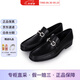 菲拉格慕（Ferragamo）牛皮雙面扣莫卡辛鞋商務(wù)休閑皮鞋禮物送男友爸爸教師節送禮 黑色銀頭02A881 686084 40.5