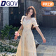 DGOV2025夏季新款少女夢(mèng)境印花泡泡袖復古法式修身遮肉甜美碎花連衣裙 圖片色 【圖案印花】 S 建議70-90斤