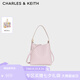 CHARLES&KEITH25秋新品吸扣式托特包手提子母水桶包七夕禮物CK2-10782671 Cotton Candy Pink棉花糖粉 S