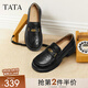 他她（TATA）樂福鞋女鞋2025秋季商場同款六便士時尚休閑新款黑色ETV01CA5 黑色 37
