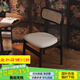 美尼樂中古復(fù)古實(shí)木餐椅家用中古風(fēng)餐廳餐桌椅藤編椅法式感休閑凳子 黑色架-白色PU皮【進(jìn)口實(shí)木】