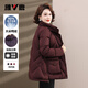 雅鹿女士羽絨服簡(jiǎn)約翻領(lǐng)修身顯瘦中老年媽媽裝保暖冬裝 咖紅色 170