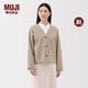 無(wú)印良品（MUJI）女式 橫豎彈力 起毛 開(kāi)衫 女外套女裝 25年秋季新品 BC2PFC5A 米色 L （165/88A）