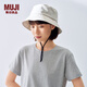 無印良品（MUJI） 透氣 可折疊收納 漁夫帽 帽子  帶掛繩 淡黃色5S 均碼 56-59cm