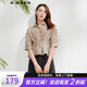 S.DEER圣迪奧2022女裝休閑翻領肌理壓褶短袖襯衫 淡土紅/41 M/165