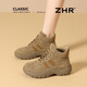 ZHR高幫德訓鞋女厚底勃肯鞋戶(hù)外休閑女鞋新款短靴馬丁靴 LT02A駝色38
