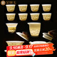 金鑲玉 羊脂玉瓷功夫茶具套裝 家用陶瓷白瓷茶壺茶杯泡茶套組禮盒裝 西施壺水墨江山羊脂玉瓷套裝