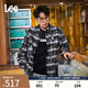 Lee25新品舒適版翻領寬松肌理格紋午夜藍男長袖襯衫LMT009790207 午夜藍 L