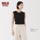 無印良品（MUJI）女式 天竺編織 無袖T恤 上衣打底衫女款內(nèi)搭背心 坎肩 25年夏季 黑色 M (160/84A)