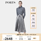 PORTS寶姿女裝秋季新款時(shí)尚設(shè)計(jì)感灰色光澤質(zhì)感褶裥百褶半裙 灰色 S (4)