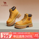 駱駝（CAMEL）大黃靴女時(shí)髦擦色粗跟戶外工裝馬丁靴 L24W076611 土黃(5孔) 36