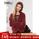 百圖betu女裝2025春季新款毛針織衫假兩件連帽雙開(kāi)拉鏈針織衫2501X04 紅色 L