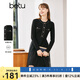 betu百圖女裝秋冬連衣裙小香風拼接網(wǎng)紗針織連衣裙收腰修身顯瘦連 黑色 S