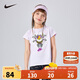 NIKE 耐克童裝女童短袖t恤2025夏季新款卡通印花兒童短t上衣