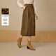 茵曼燈芯絨純棉高腰半身裙2025冬女裝新款收褶a字長(cháng)裙 栗棕色 L