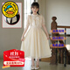 G.DUCKKIDS女童連衣裙夏裝2025新款兒童裙子中大童夏季長(zhǎng)款公主裙女孩雪紡裙 香檳色+頭飾 160 尺碼13~14歲【150-160cm】