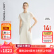 朗姿【蘭亭敘】真絲提花長(cháng)裙氣質(zhì)設計2025年夏季新款高級感連衣裙 米白色 M