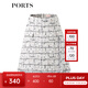 PORTS寶姿女裝裙子時(shí)尚l(wèi)ogo格紋粗花呢半裙SM8S003MFQ054 米白色混色 S (4)