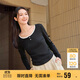 森馬（Semir）長(cháng)袖T恤女短款撞色打底衫簡(jiǎn)約風(fēng)秋季假兩件修身衣服101524101005