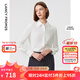 朗姿法式時尚洋氣內(nèi)搭通勤漂亮長袖polo領襯衣女新款襯衫 本白色2 L