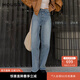 moussy【熱銷(xiāo)爆款】 經(jīng)典高腰水洗直筒休閑牛仔褲028HAS11-2391 113深藍色 L