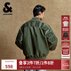 杰克·瓊斯（JACK&JONES）25年男裝秋冬潮酷飛行員夾克男短款棉服寬松棒球服棉衣外套男士 E03草綠 M 175