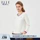 ELLE ACTIVE設(shè)計(jì)感撞色V領(lǐng)長袖T恤女士初秋時(shí)尚休閑運(yùn)動(dòng)百搭拼色內(nèi)搭上衣女 白色 XL