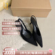 OLJ奢侈高端品牌女鞋包頭高跟鞋2025最新款尖頭涼鞋細(xì)跟通勤時尚單鞋 黑色 5cm 37