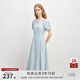 自巧小個子短袖大方得體氣質(zhì)連衣裙女2025夏季新款獨特漂亮掐腰裙 嬰兒藍 S （尺碼：3）