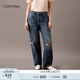 Calvin KleinJeans25春夏女士美式復(fù)古ck純棉寬松慵懶松弛感破洞牛仔褲47B925G VSI-牛仔淺藍(lán) 26