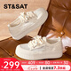 星期六;ST&SAT厚底女鞋2025夏季新款輕薄網(wǎng)面透氣休閑板鞋SSD2112CPY 米白  36 