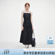 范思藍恩早秋氛圍感不對稱(chēng)設計純棉吊帶連衣裙女2024新款無(wú)袖方領(lǐng)顯瘦裙子 黑色 S